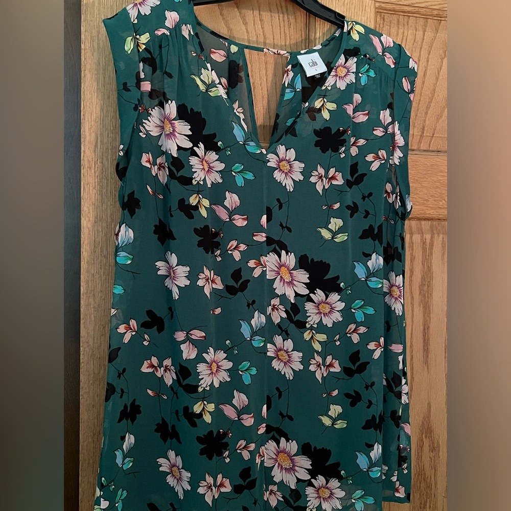 CaBi green floral shell size L, EUC